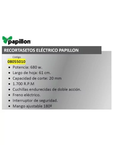 Recortasetos Papillon 680 w. Hoja 610 mm.