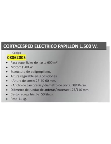 Cortacesped Electrico Papillon 1500 W.