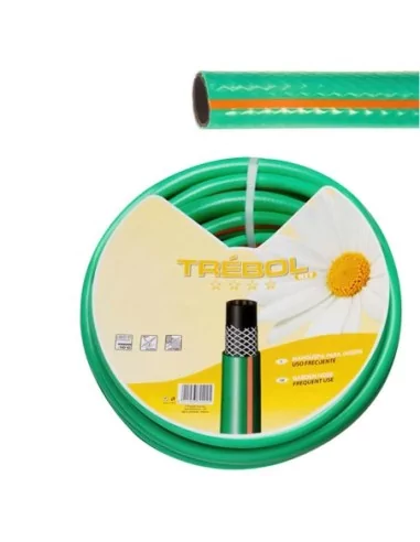 Manguera Verde Trebol Trenzado 19 mm. 3/4" Rollo 50 Metros