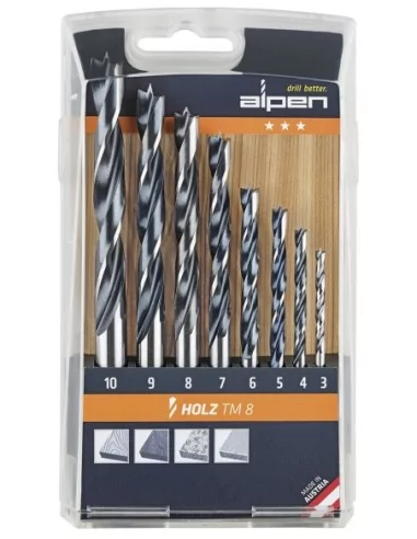 Estuche Brocas Alpen Madera 8 Piezas