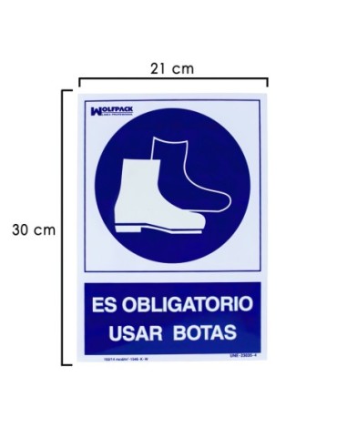 Cartel Obligatorio Uso De Botas 30x21 cm.