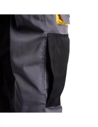 Pantalones Largos DeTrabajo, Multibolsillos, Resistentes, Rodilla Reforzada, Gris/Amarillo Talla 46/48 L (Slim Fit)