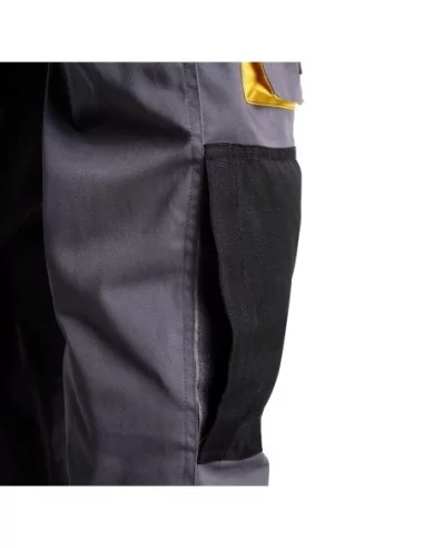 Pantalones Largos DeTrabajo, Multibolsillos, Resistentes, Rodilla Reforzada, Gris/Amarillo Talla 58/60 XXXL (Slim Fit)