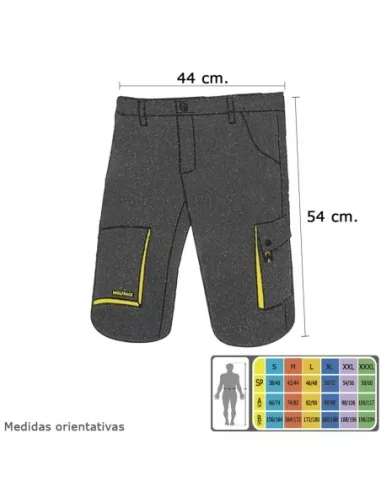 Pantalones Cortos DeTrabajo, Multibolsillos, Resistentes, Gris/Amarillo Talla 46/48 L