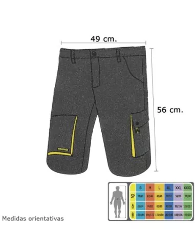 Pantalones Cortos DeTrabajo, Multibolsillos, Resistentes, Gris/Amarillo Talla 54/56 XXL