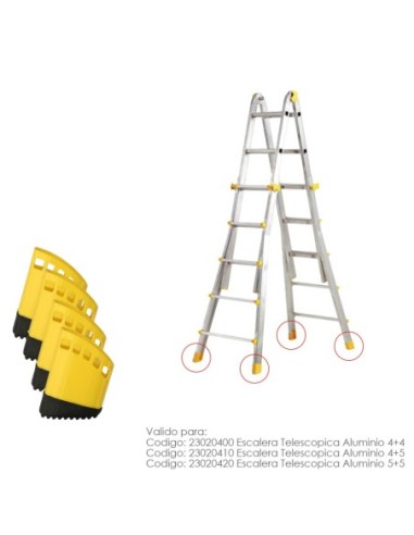 Contera Escalera Telescópica Aluminio Juego 4 Piezas