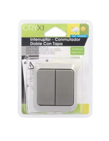 Interruptor / Conmutado Oryx Doble con tapa gris