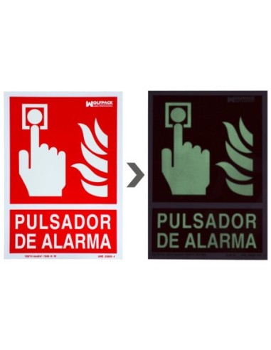 Cartel / Señal Fluorescente Pulsador Alarma 30x21 cm.