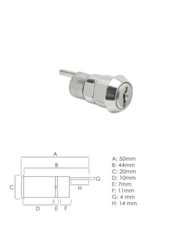 Cerradura Mueble Para Cajon Llave Excentrica 336 mm. Cromada