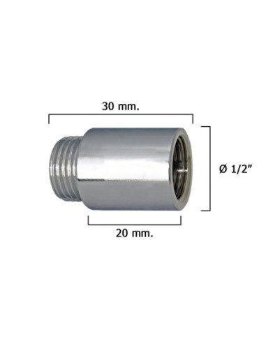 Alargadera Redonda Cromo 1/2" x 20