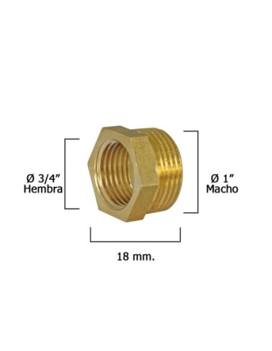 Reduccion Hexagonal Pulida 1" Macho x 3/4" Hembra