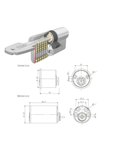 Cilindro Tesa Seguridad T6TS 40 Leva Corta Cilindro Redondo