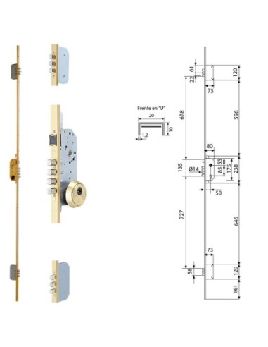 Cerradura Tesa Seguridad TLB3 54566 LE Cerradero Largo 45 HE