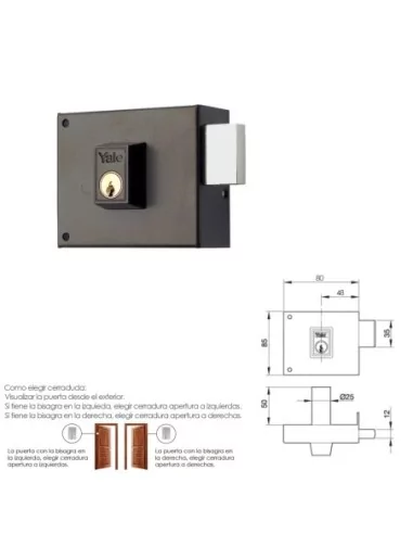 Cerradura Yale 124-a/hpr/ 8/ Derecha