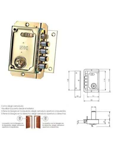 Cerradura Fac S 90 Dorada Derecha