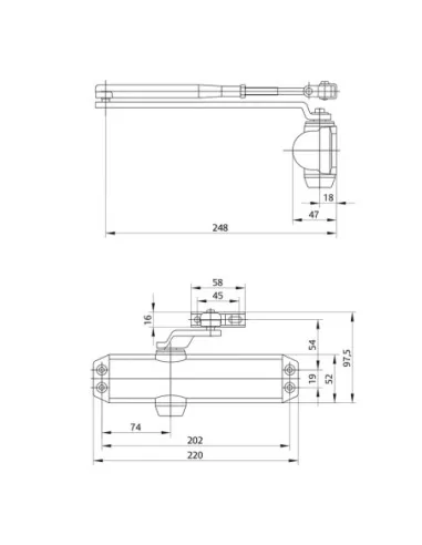 Cierrapuertas Tesa DC120 F2-4 Sin Retenedor Plateado