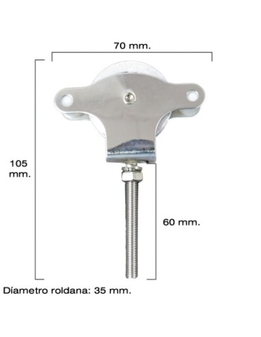 Polea Tendedero Wolfpack Inoxidable 60 mm. / Roldana Metálica Con Tornilo