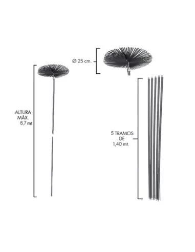 Deshollinador Cepillo Kit Chimeneas 6,7 metros x 250 mm. Diámetro.