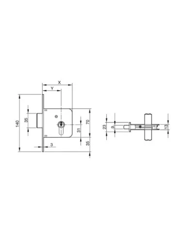 Cerradura Yale 601-hl/60x35