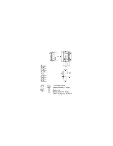 Cerradura Fac S 90 Pintada Derecha Bombin 70