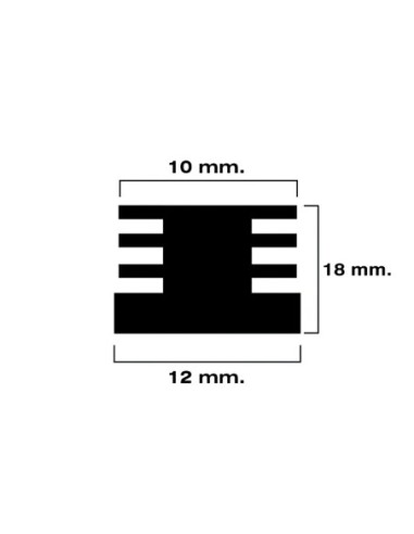 Contera Cuadrada Interior Negra 12x12 mm. Blister 4 piezas.