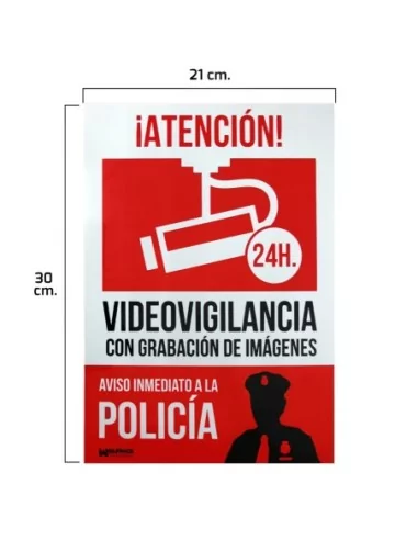 Cartel Alarma Conectada Aviso a Policia 30x21