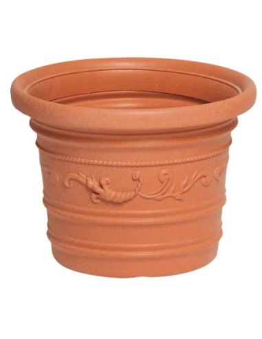 Saturnia Macetero Resina Redondo, Color Terracota, Resistente, Ideal Exterior, 40 Cm Diametro.