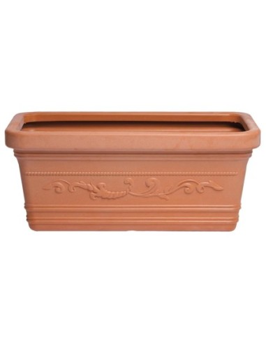 Saturnia Macetero Resina Rectangular, Color Terracota, Resistente, Ideal Exterior, 80x40cm.