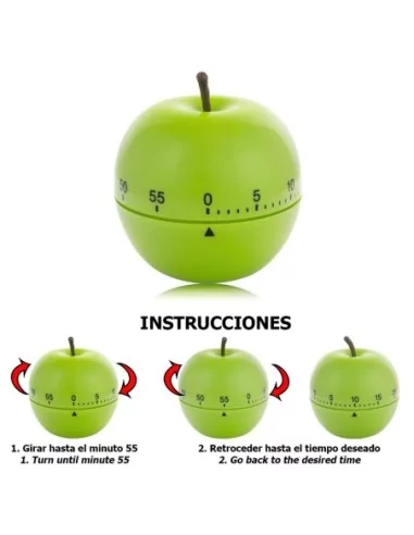 Temporizador Minutero Cocina Manzana Verde 60 Minutos