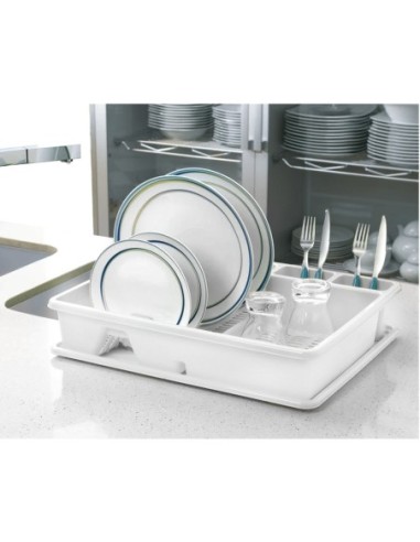 Escurre Platos Rectangular Con Bandeja Anti Goteo Plástico 49x39x10 (Alt.) cm.