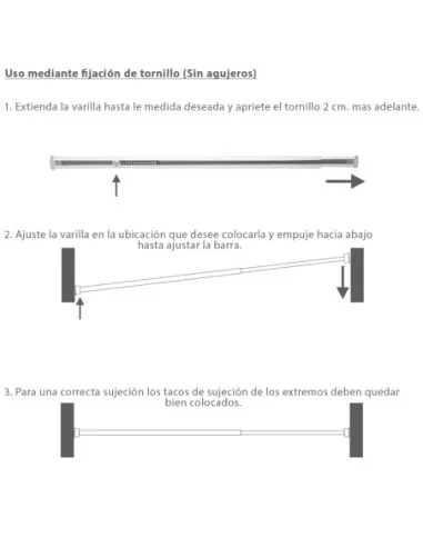 Barra Visillo Extensible 148.5/240 cm.Con Muelle Presion Ajustable (1 Pieza)