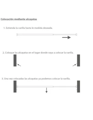 Barra Visillo Extensible 30/45 cm. Con Soporte, Sin Muelle (2 piezas)