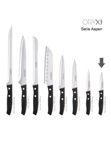 Cuchillo Aspen Mondador Hoja Acero Inoxidable 8 cm. Negro