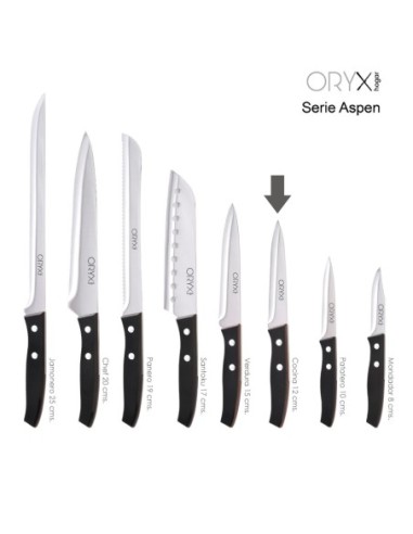 Cuchillo Aspen Cocina Hoja Acero Inoxidable 12 cm. Negro