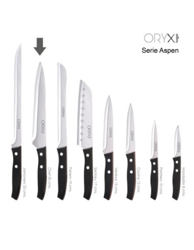 Cuchillo Aspen Cocinero / Chef Hoja Acero Inoxidable 20 cm. Negro