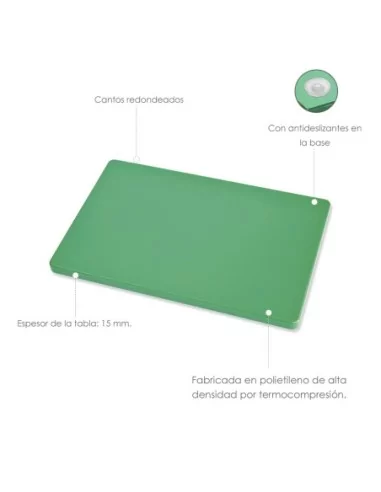 Tabla Cortar Polietileno 30x20x1,5 cm. Color Verde