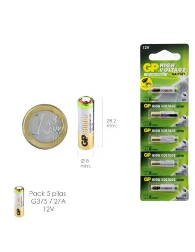 Pila Alcalina G375/ 27A 12 V. Sin Mercurio (Blister 5 Piezas)