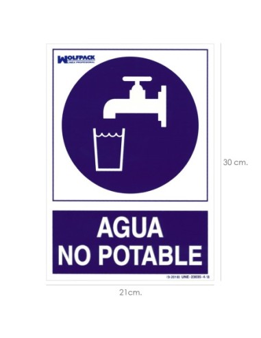 Cartel Agua No Potable 30x21cm.