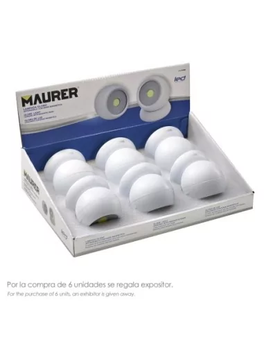 Linterna LED Armario Esfera A Pilas (3 AAA) 120 Lumenes Ajustable 300º Con Iman y Adhesivo.