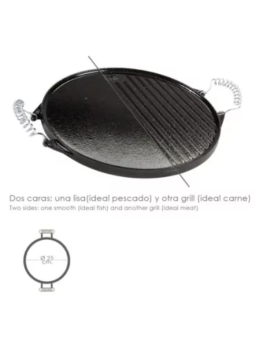 Plancha Hierro Fundido Esmaltada Redonda Ø 25 cm.