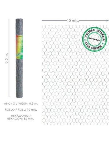 Enrejado Triple Torsion 16 / Ancho 50 cm. Rollo 10 Metros Uso Domestico