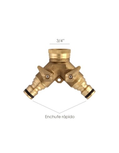 Adaptador Manguera Laton 2 tomas para Grifo 3/4"