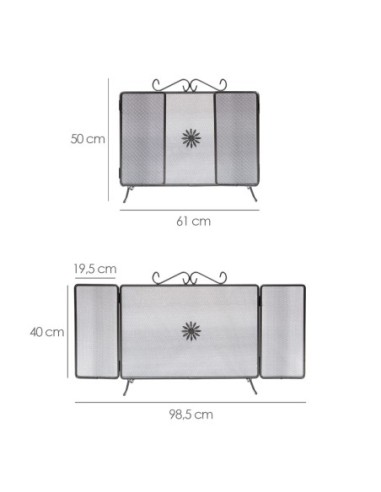 Pantalla Chimenea 98,5 x 50 (Alt) cm. Salvachispas, Protector Chimenea, Protector Rejilla Chimenea.