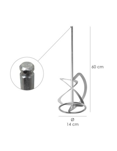 Mezclador Cola Recambio Con Enganche Rapido Ø 14 x 60 cm. Para Mezcladora Electrica