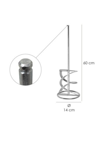 Mezclador Cola Ligera Recambio Con Enganche Rapido Ø 14 x 60 cm. Para Mezcladora Electrica