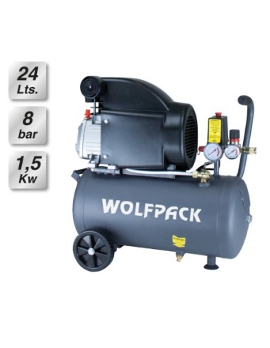 Compresor Aire Wolfpack 24 Litros / 8 Bares / 1,5 Kw - 2,0 HP