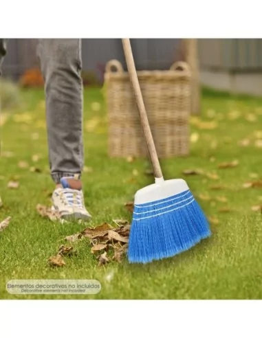 Escoba Jardin Azul Con Cordones Sin Mango, Escoba Terrazas, Terrazas, Cocheras, Calles,