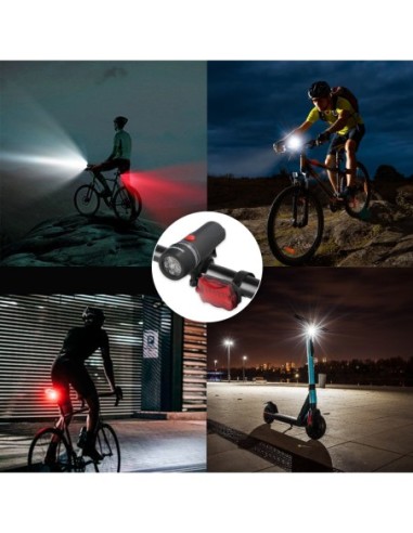 Kit Luces Led Delantera y Trasera Para Bicicleta / Patinete. Funcionamiento a Pilas.